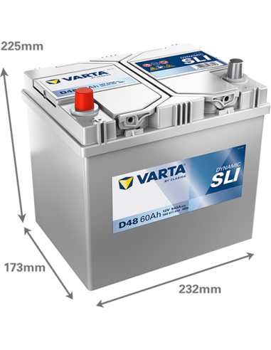 BATERÍA VARTA D48 DYNAMIC SLI 60 Ah  540  ARRANQUE + IZQUIERDA