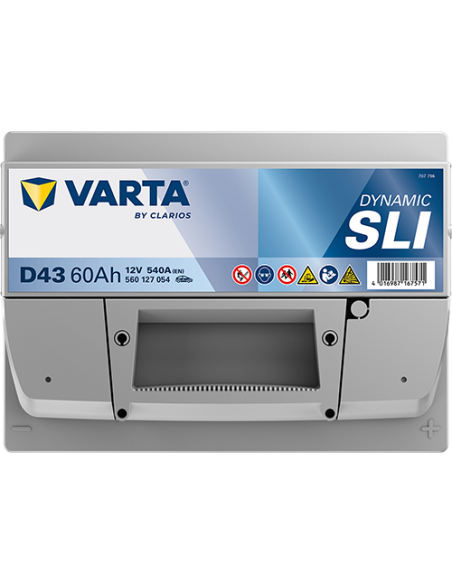 BATERÍA VARTA D43 DYNAMIC SLI 60 Ah  540  ARRANQUE + DERECHA