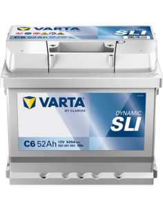 BATERÍA VARTA C6 DYNAMIC SLI 52 Ah  520  ARRANQUE + DERECHA
