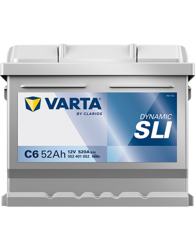 BATERÍA VARTA C6 DYNAMIC SLI 52 Ah  520  ARRANQUE + DERECHA