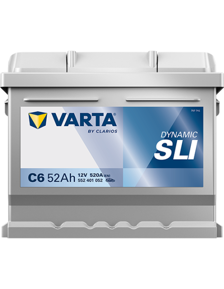 BATERÍA VARTA C6 DYNAMIC SLI 52 Ah  520  ARRANQUE + DERECHA