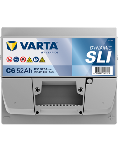 BATERÍA VARTA C6 DYNAMIC SLI 52 Ah  520  ARRANQUE + DERECHA
