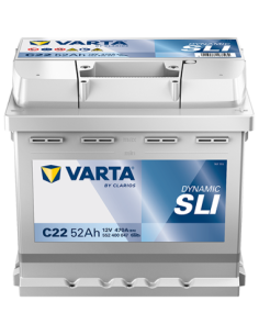 BATERÍA VARTA C22 DYNAMIC SLI 52 Ah  470  ARRANQUE + DERECHA
