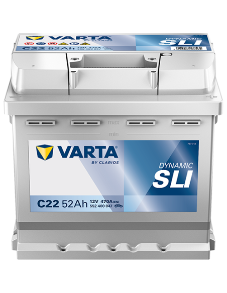 BATERÍA VARTA C22 DYNAMIC SLI 52 Ah  470  ARRANQUE + DERECHA